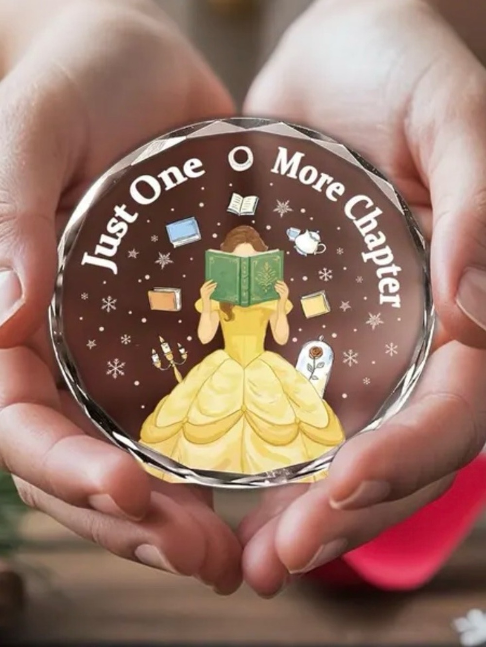 Just One More Chapter Bookish Compact Mirror - Yellow Dress Illustration
